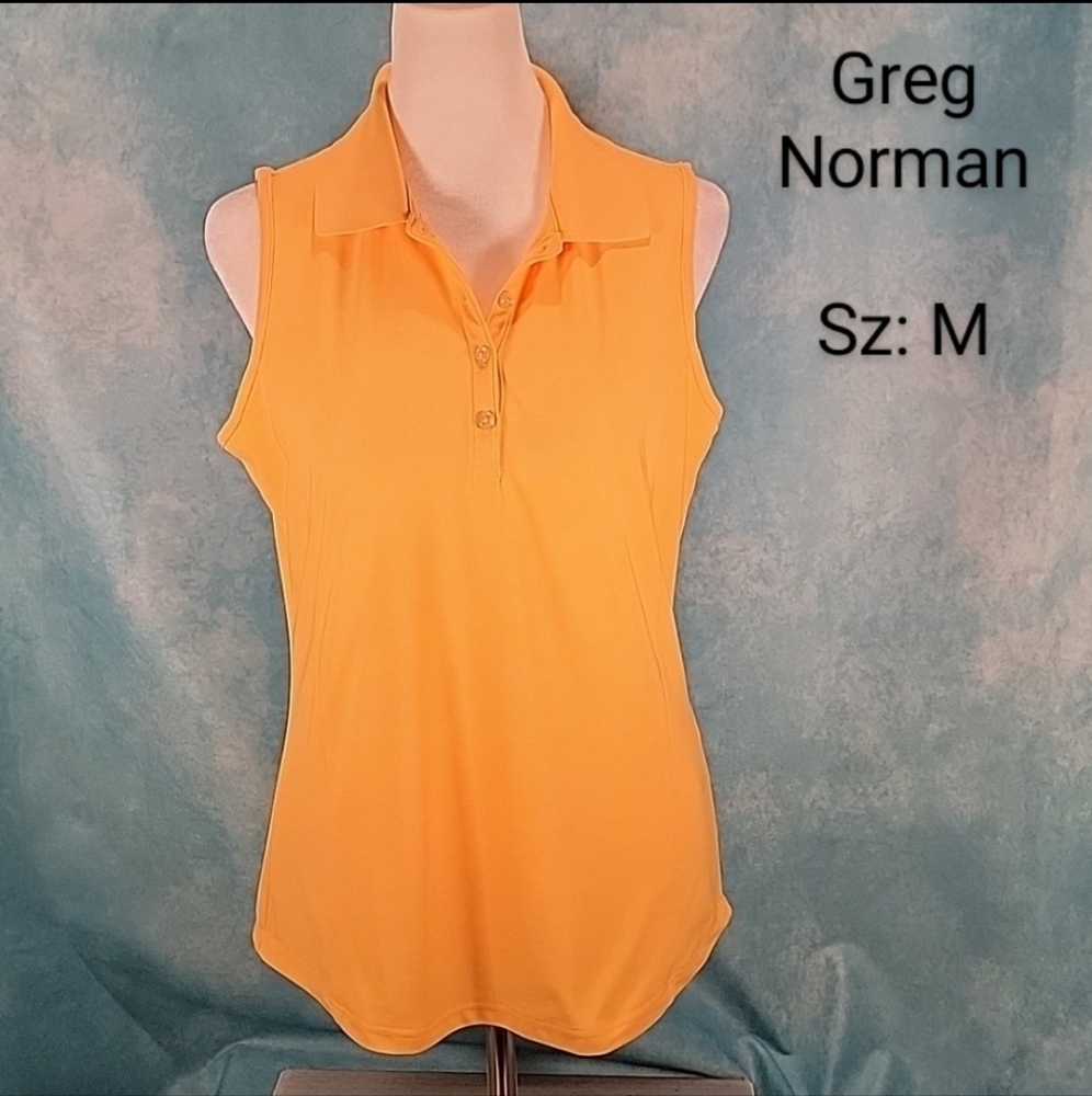 "Greg Norman Play Dry Golf Sleeveless Polo w/ Paneled Sides